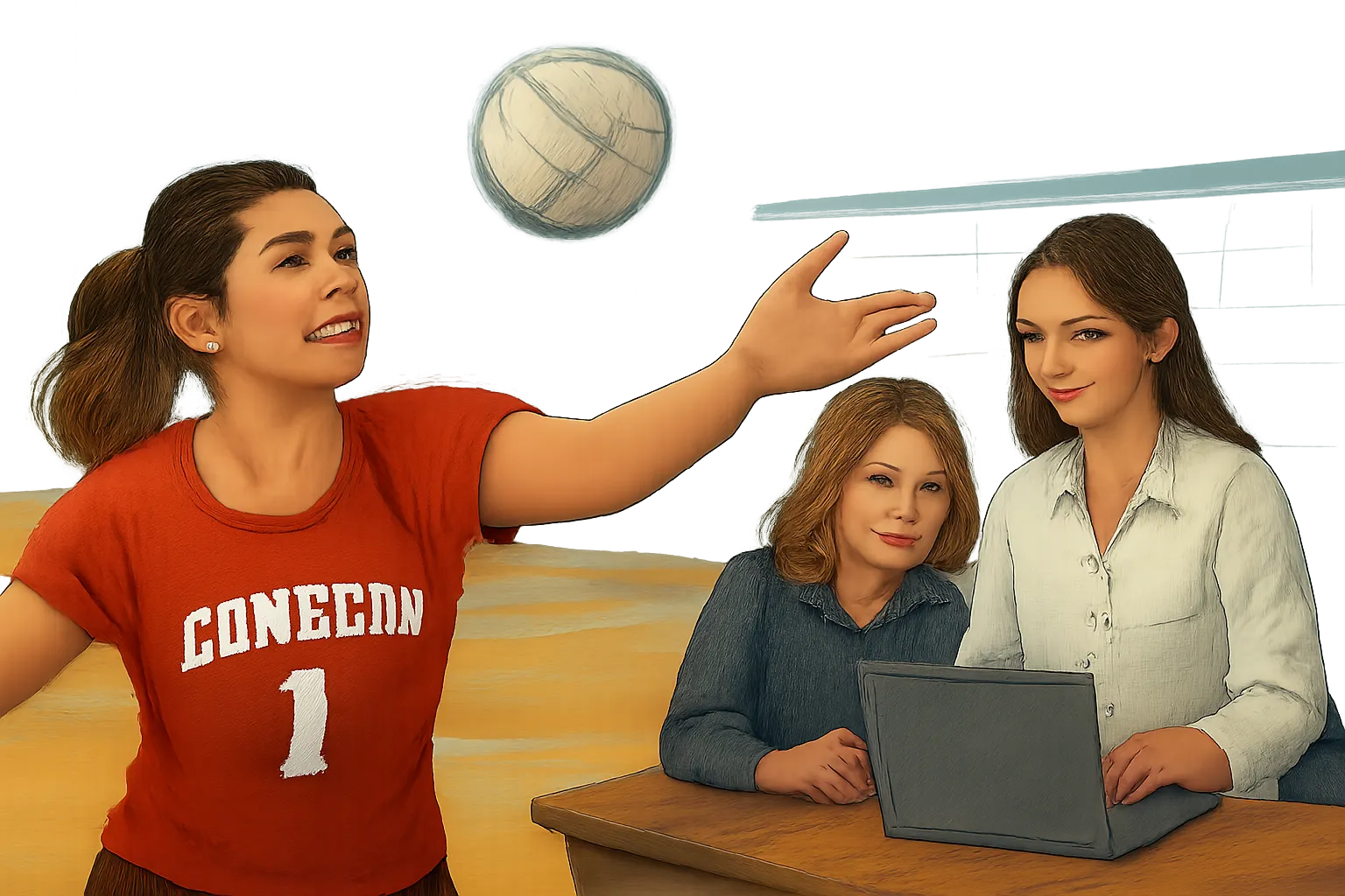 AI-generated editorial illustration for: Edinboro volleyball splits home weekend as recorded attendance totals 1,015