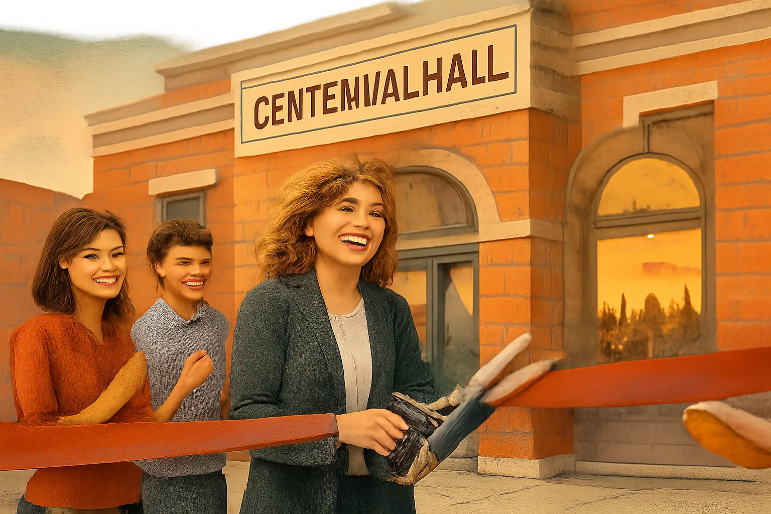 AI-generated editorial illustration for: Centennial Hall to open 500‑capacity event venue in downtown Erie; ribbon cutting set for Oct. 16, 2026